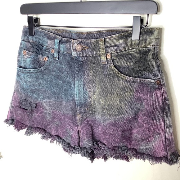 LEVIS 550 Cut Off Tie Dye Acid Wash Shorts {EE37} - Picture 6 of 6